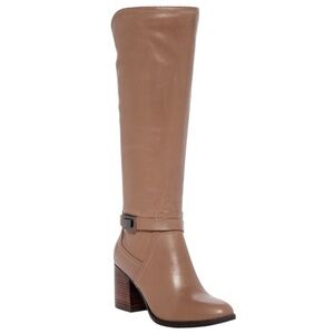 Franco Sarto Smokey Taupe Annie Tall Leather Heeled Boots, size 8